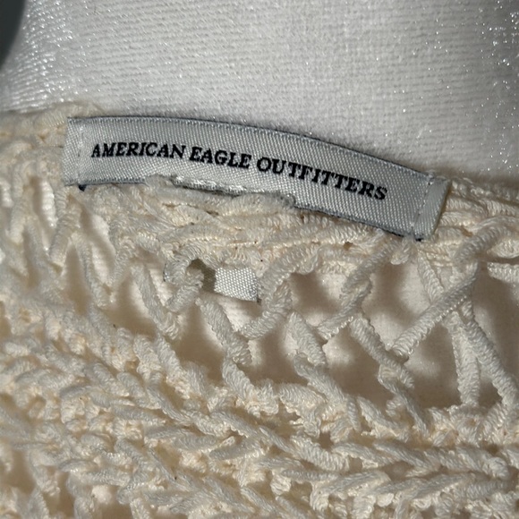 American Eagle Cream Cardigan Sweater with Fringe Detail, Size Medium - Picture 5 of 5